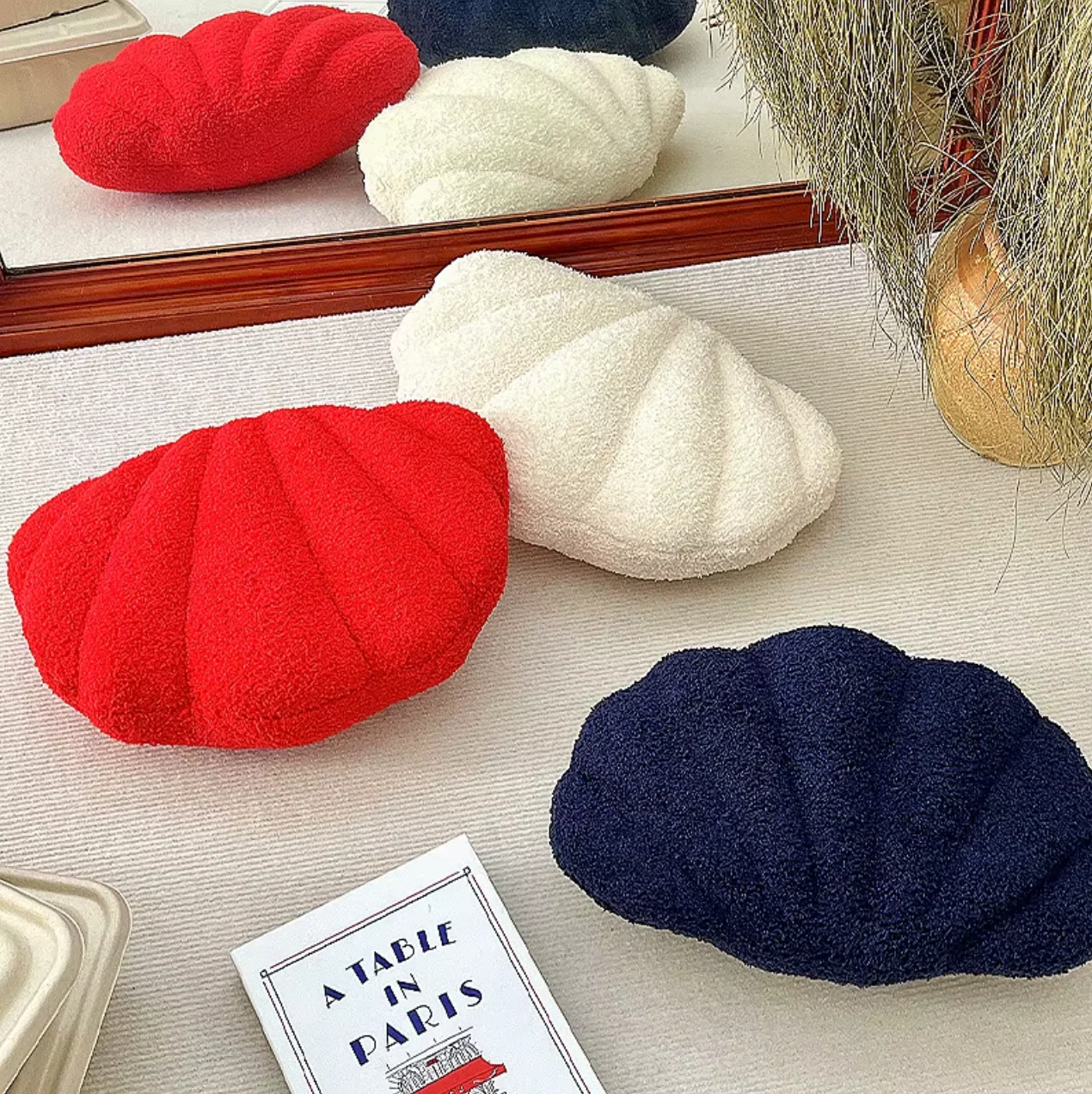 Pastel Shell Cushion – Fluffy Bouclé Plush Pillow - Image 3