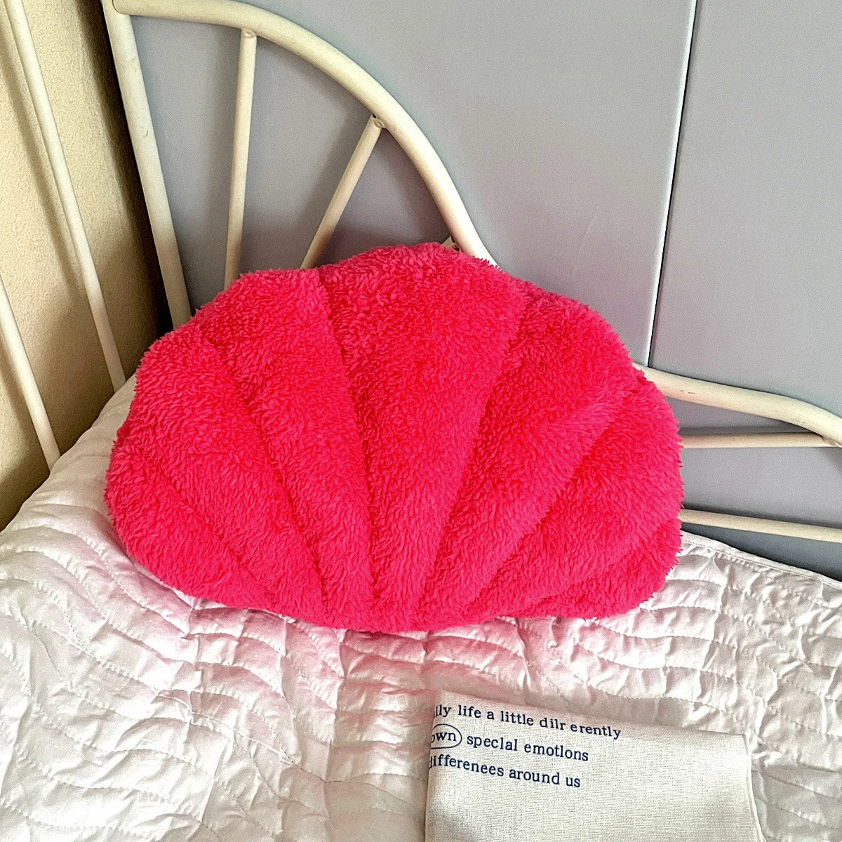 Pastel Shell Cushion – Fluffy Bouclé Plush Pillow - Image 6