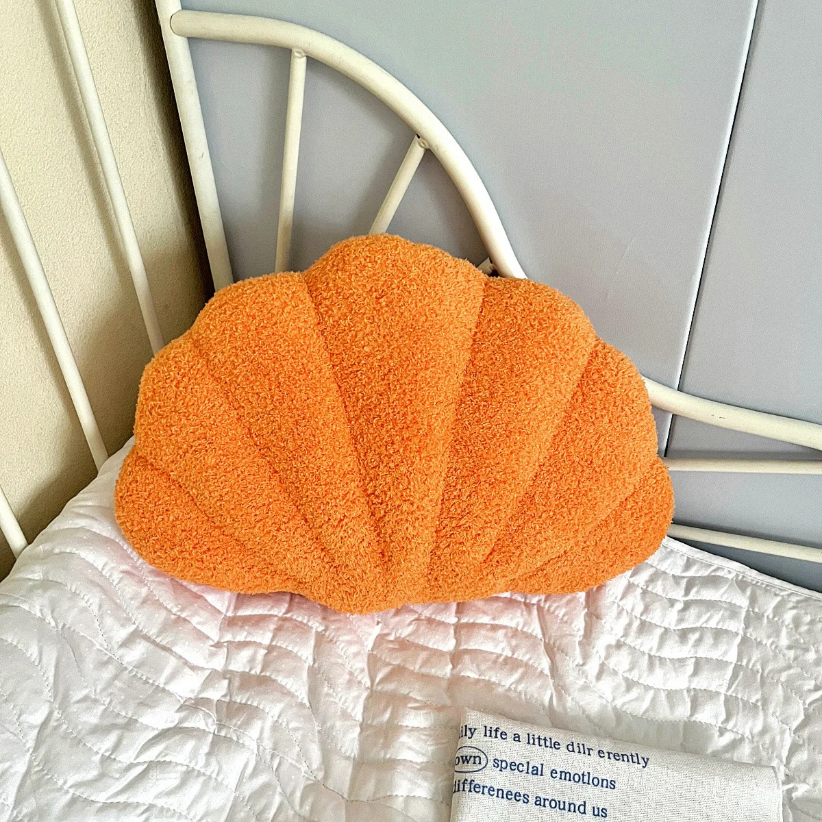 Pastel Shell Cushion – Fluffy Bouclé Plush Pillow - Image 8