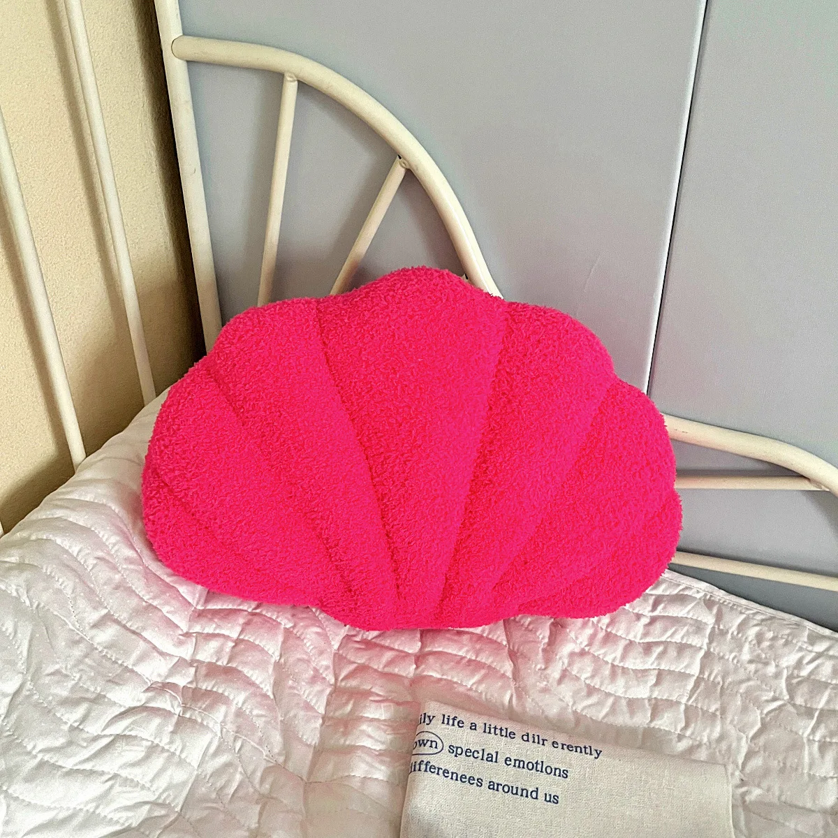 Pastel Shell Cushion – Fluffy Bouclé Plush Pillow - Image 9