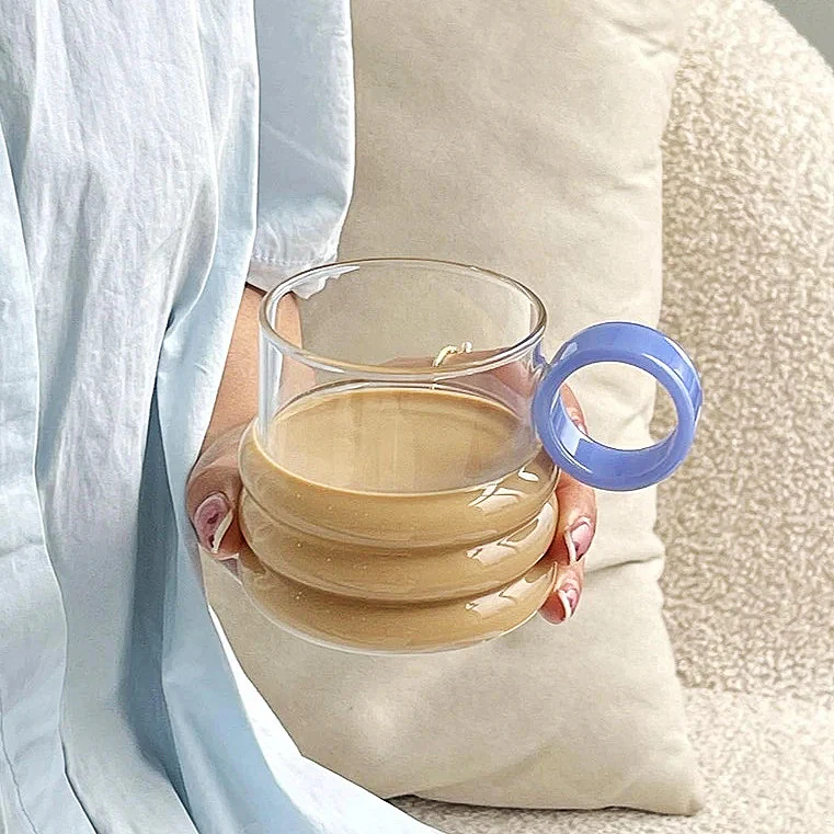 Pebble Borosilicate Glass Mug with Ring Handle