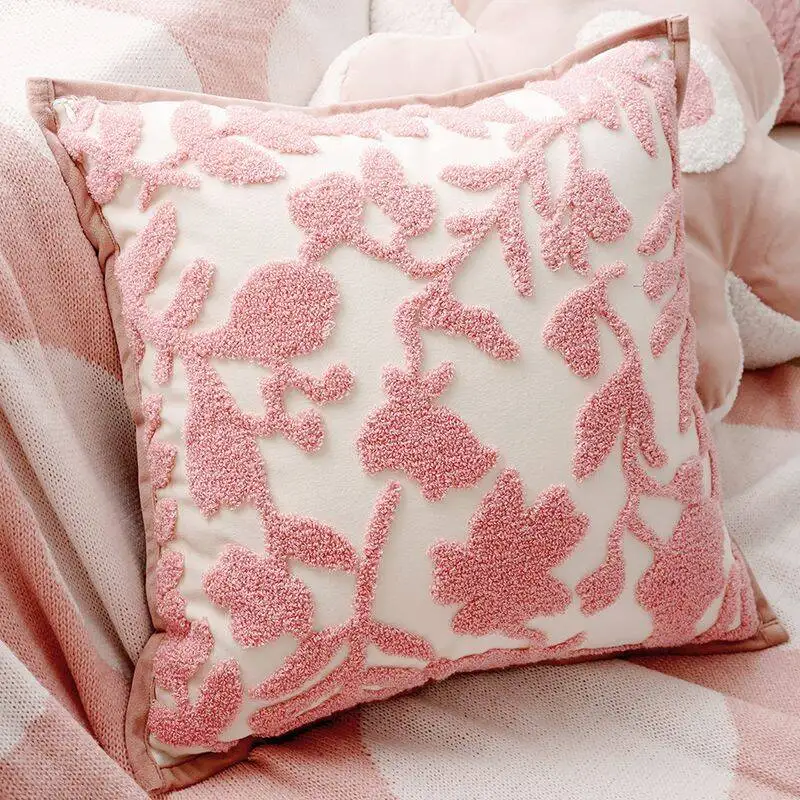 Pink Blossom Tufted Cushion Cover - Image 9