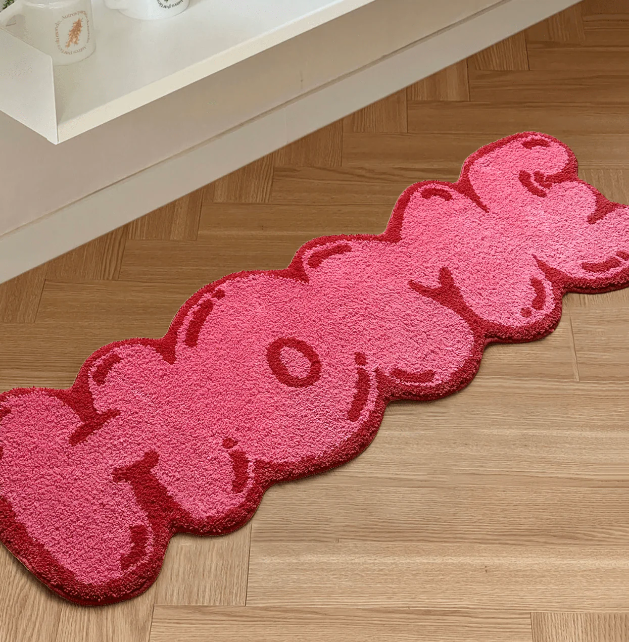 Pink Tufted "HOME" Balloon Font Rug