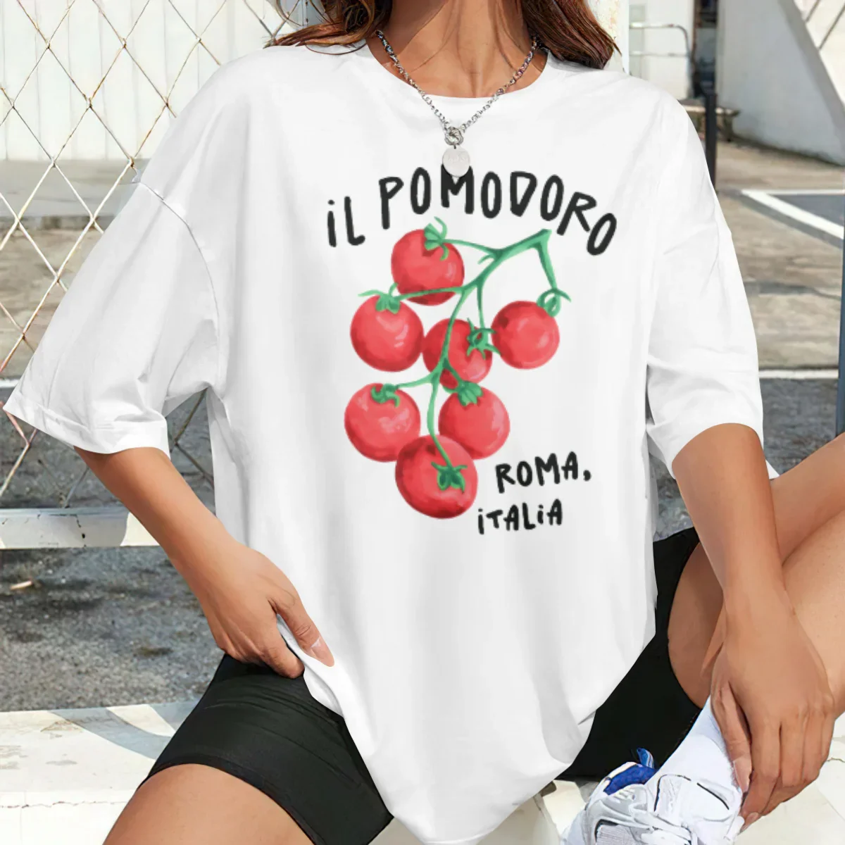 Pomodori Tomato T-Shirt – Retro Vintage Italian Food Graphic Tee - Image 2