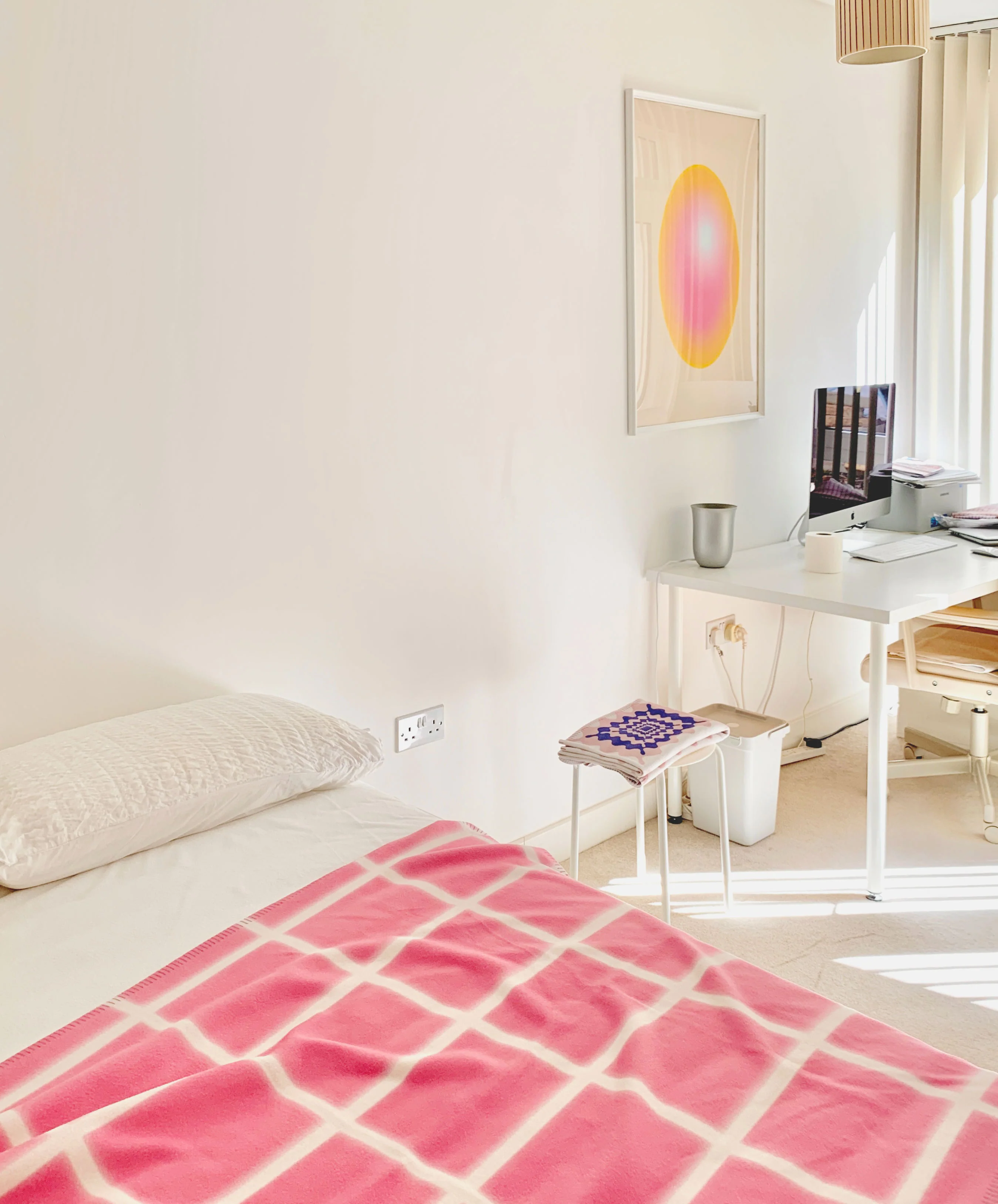 Poppy Pink Grid Throw - Image 3