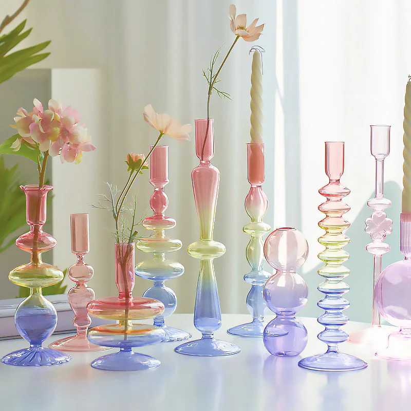 Rainbow Gradient Glass Candle Holder - Image 2