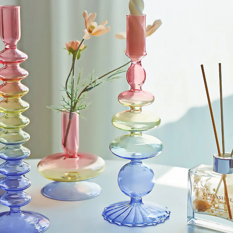 Rainbow Gradient Glass Candle Holder - Image 3