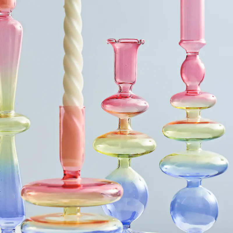Rainbow Gradient Glass Candle Holder - Image 4