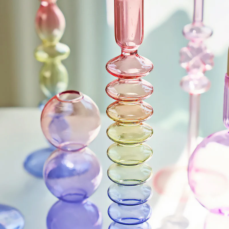 Rainbow Gradient Glass Candle Holder - Image 5