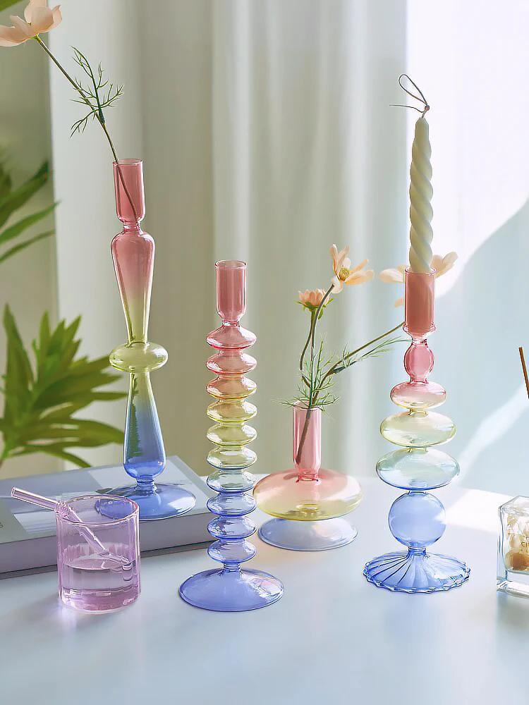 Rainbow Gradient Glass Candle Holder - Image 6