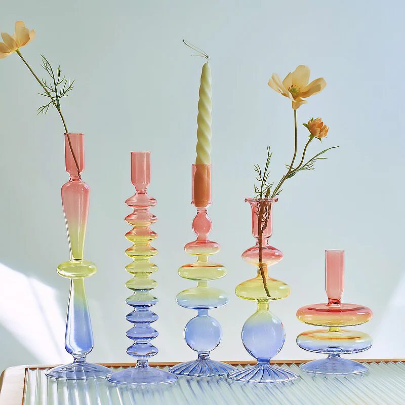 Rainbow Gradient Glass Candle Holder - Image 7