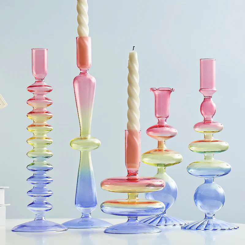 Rainbow Gradient Glass Candle Holder - Image 9
