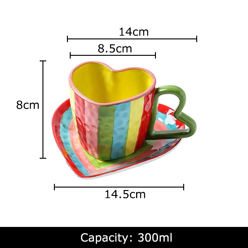 Rainbow of Heart Ceramic Mug & Saucer Set - Image 9