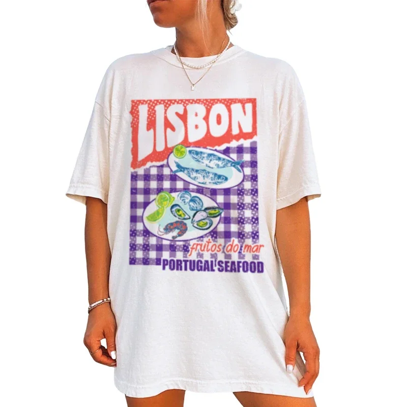 Retro Lisbon Seafood Graphic Tee - Image 2