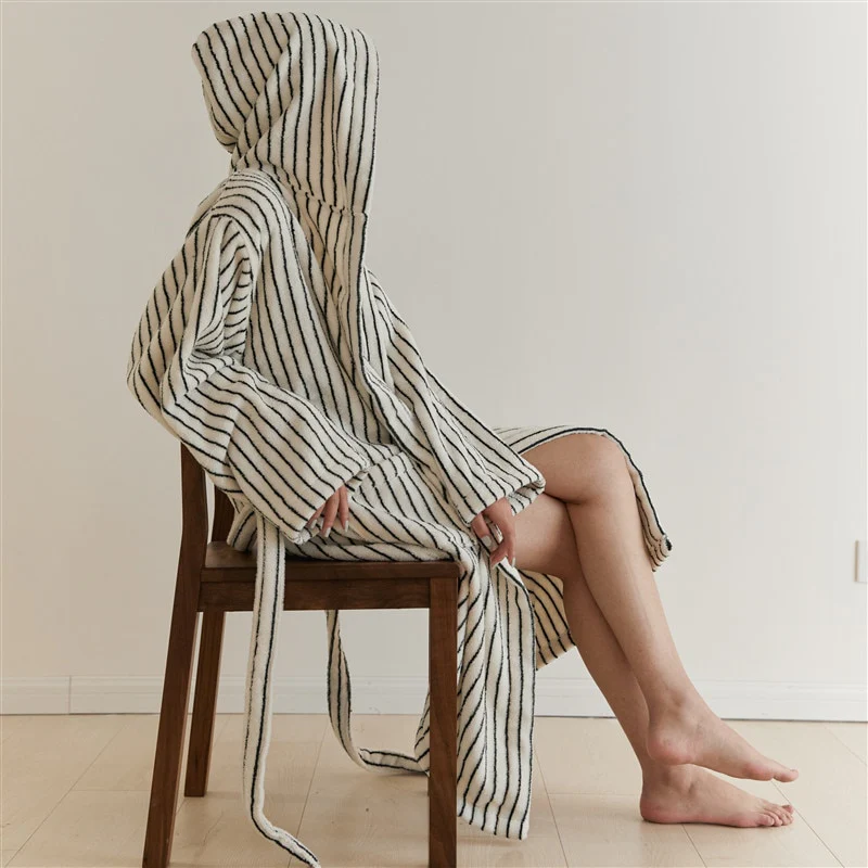 Retro Stripe Cotton Bath Gown