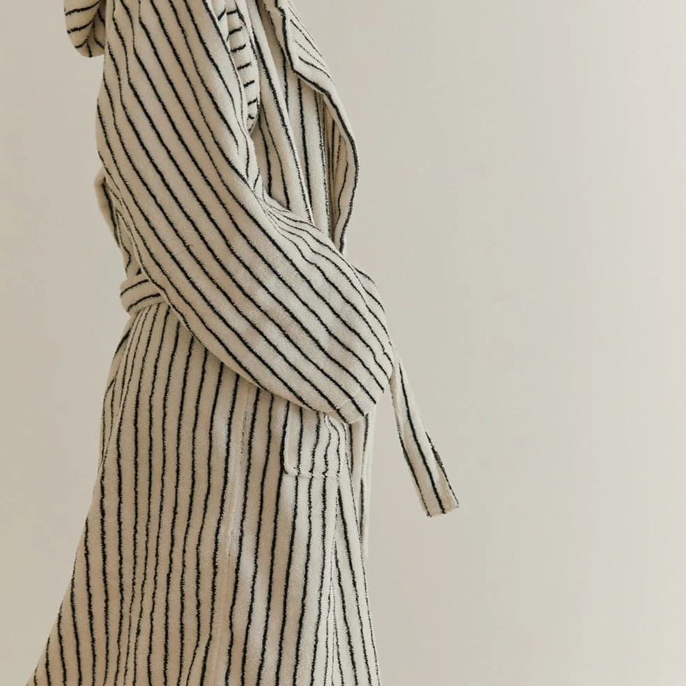 Retro Stripe Cotton Bath Gown - Image 10