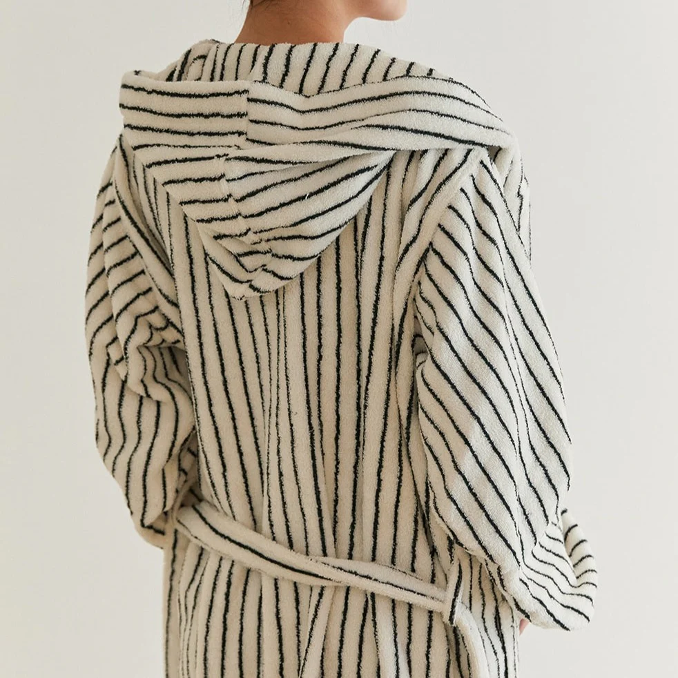 Retro Stripe Cotton Bath Gown - Image 11