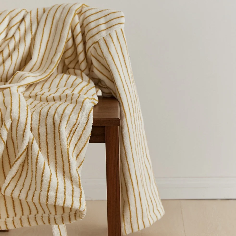 Retro Stripe Cotton Bath Gown - Image 17