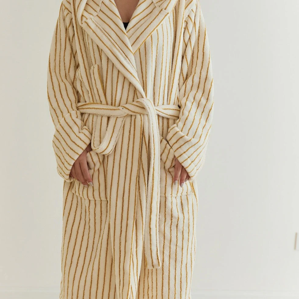 Retro Stripe Cotton Bath Gown - Image 2