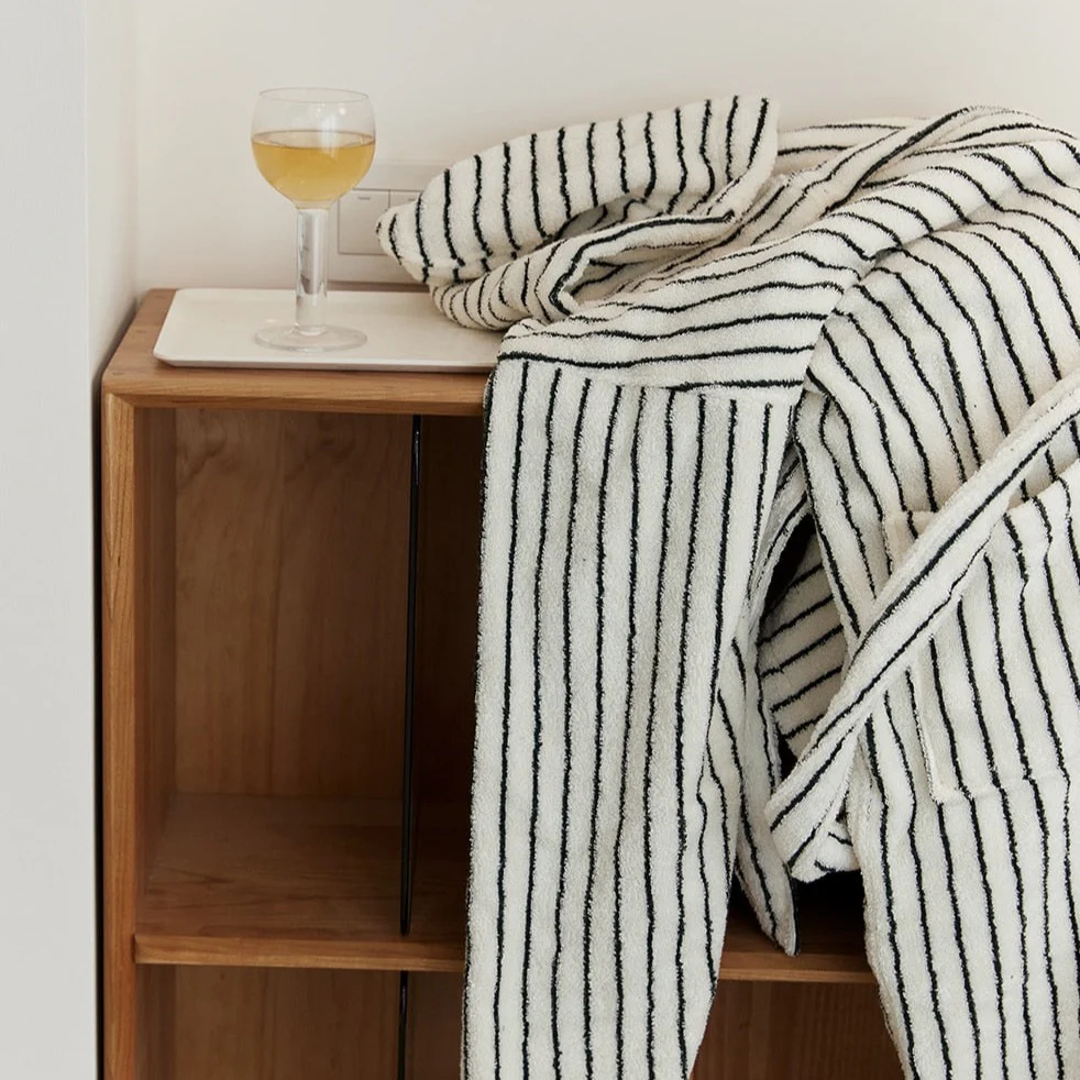 Retro Stripe Cotton Bath Gown - Image 20