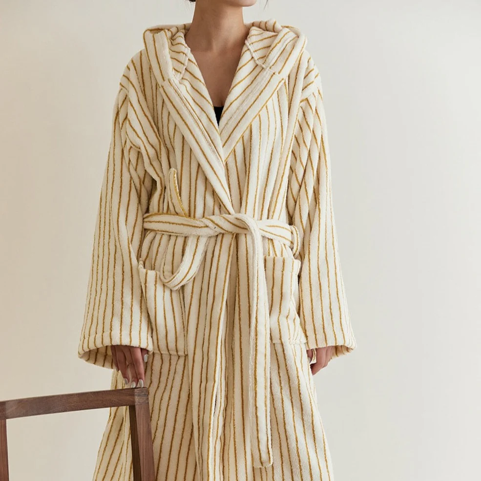 Retro Stripe Cotton Bath Gown - Image 21