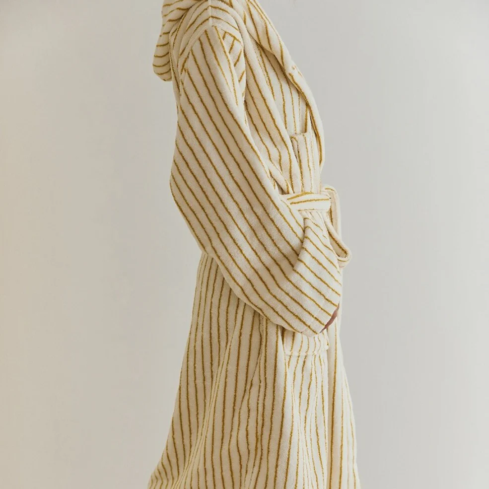 Retro Stripe Cotton Bath Gown - Image 4