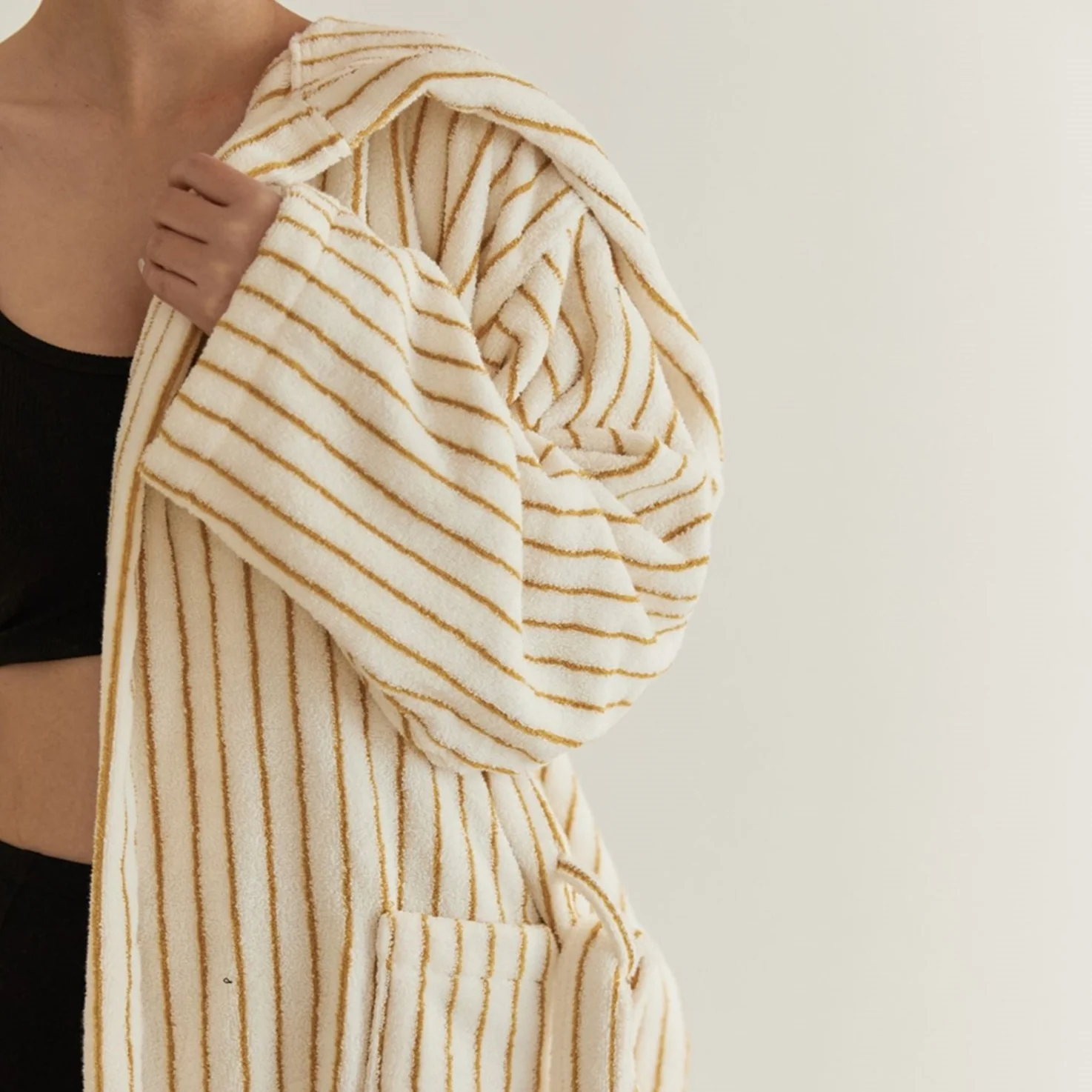 Retro Stripe Cotton Bath Gown - Image 7