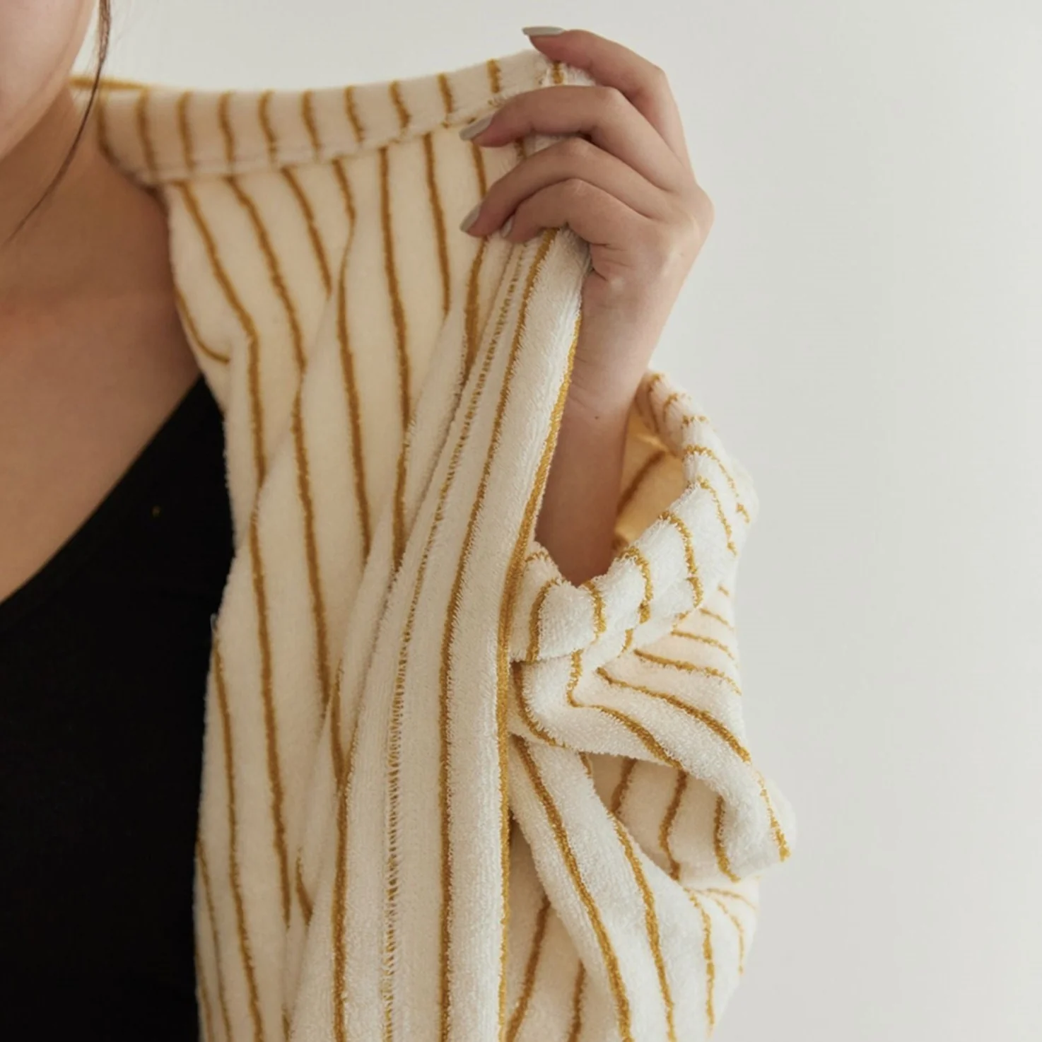 Retro Stripe Cotton Bath Gown - Image 8