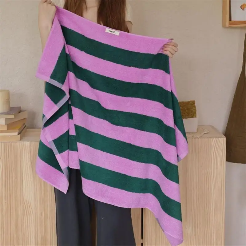 Retro Striped Pure Cotton Towels – Soft & Absorbent - Image 9
