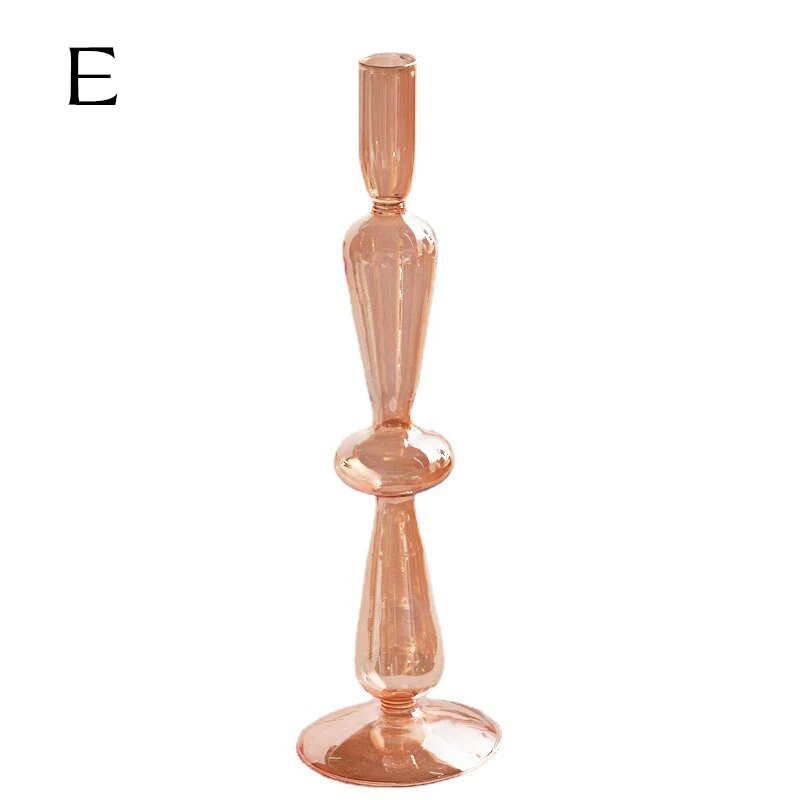 Ribbed Glass Candle Holders - Amber - Image 11
