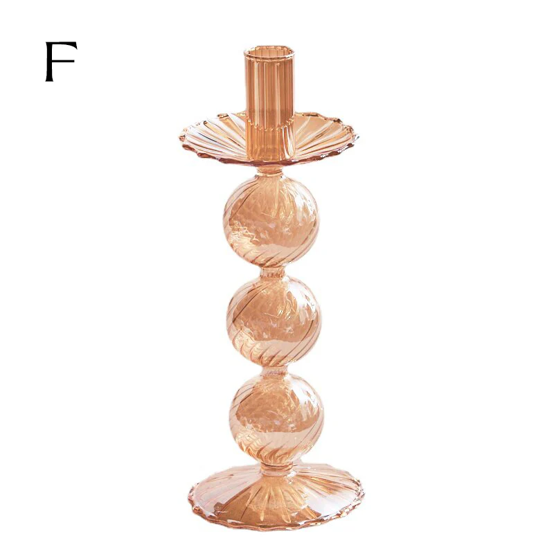 Ribbed Glass Candle Holders - Amber - Image 12