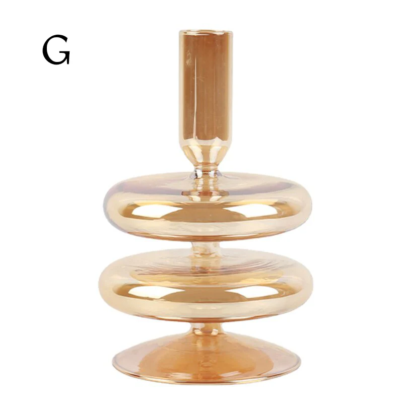 Ribbed Glass Candle Holders - Amber - Image 13