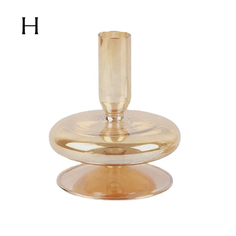 Ribbed Glass Candle Holders - Amber - Image 14