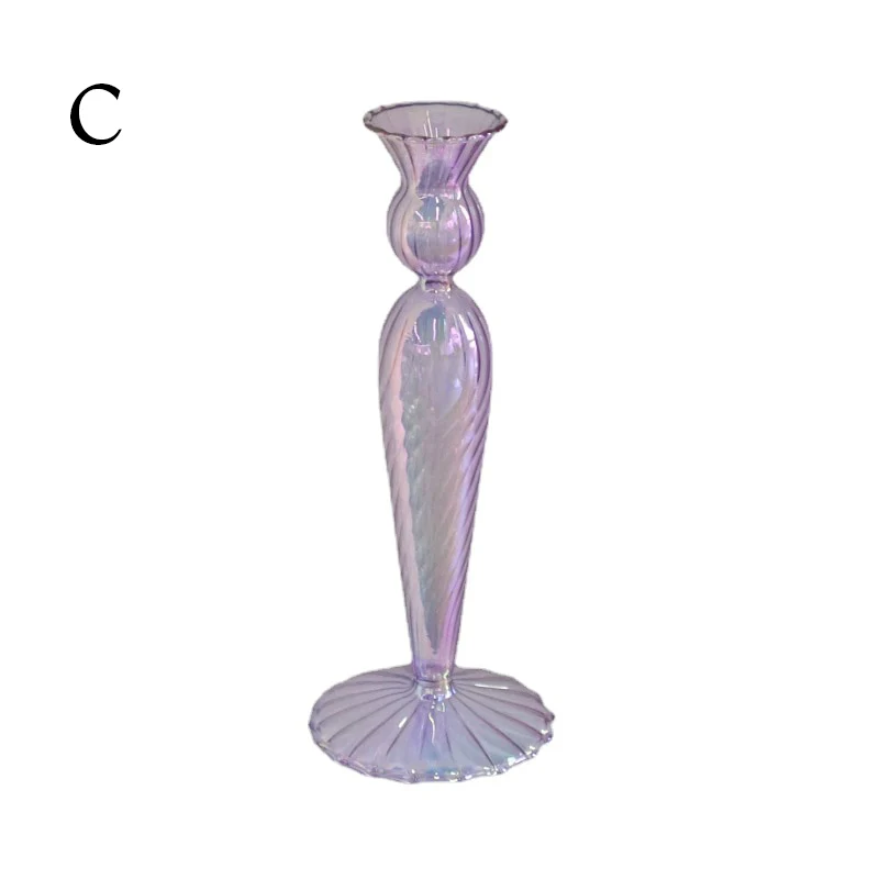 Ribbed Glass Candle Holders - Lilac - Image 12
