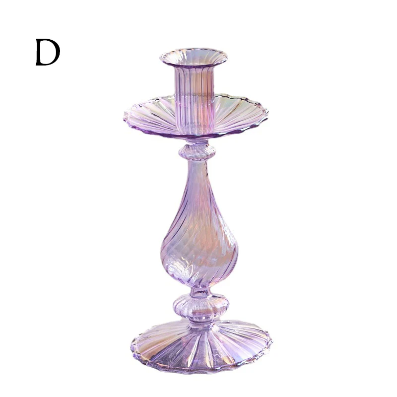 Ribbed Glass Candle Holders - Lilac - Image 13