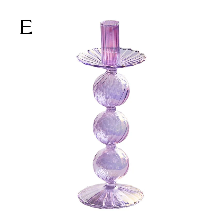 Ribbed Glass Candle Holders - Lilac - Image 14