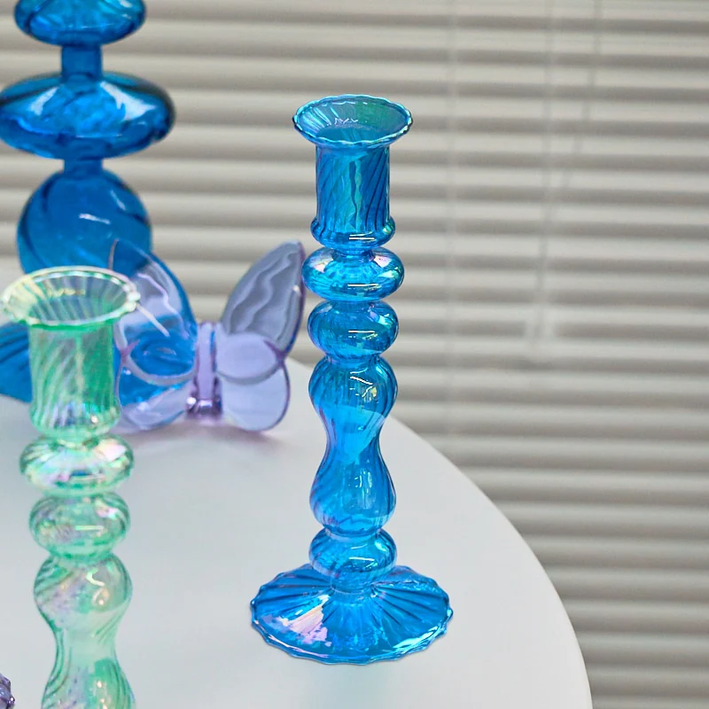 Ribbed Glass Candleholders - Mermaid - Image 11