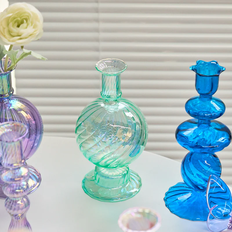 Ribbed Glass Candleholders - Mermaid - Image 14