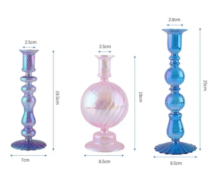 Ribbed Glass Candleholders - Mermaid - Image 15