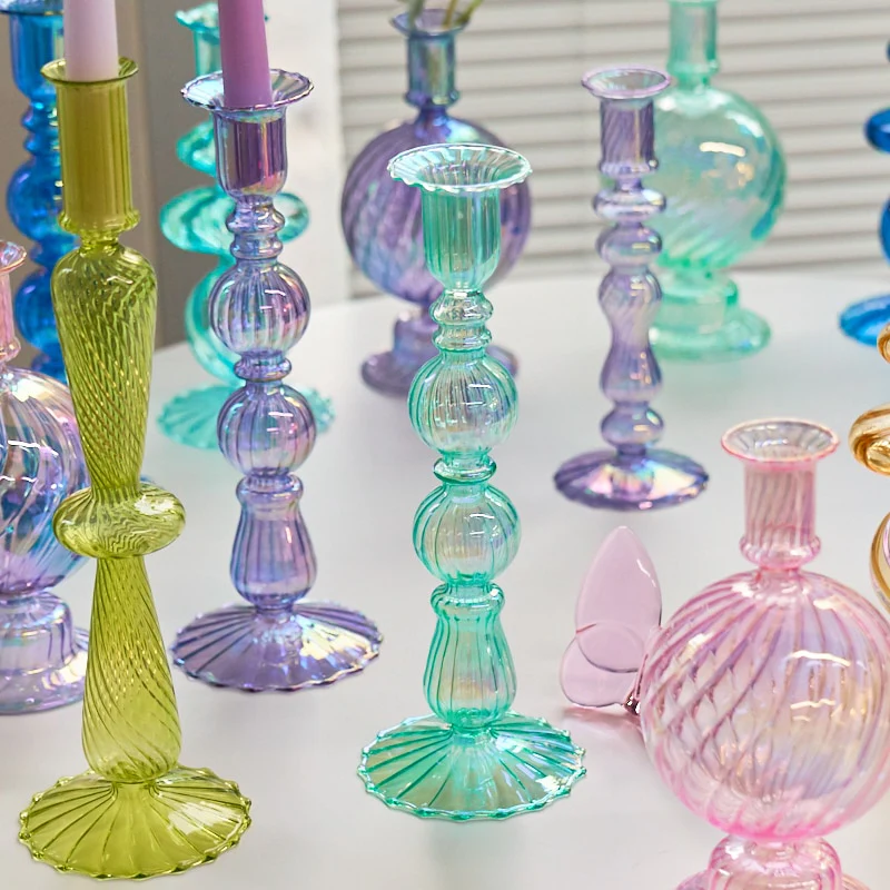 Ribbed Glass Candleholders - Mermaid - Image 29