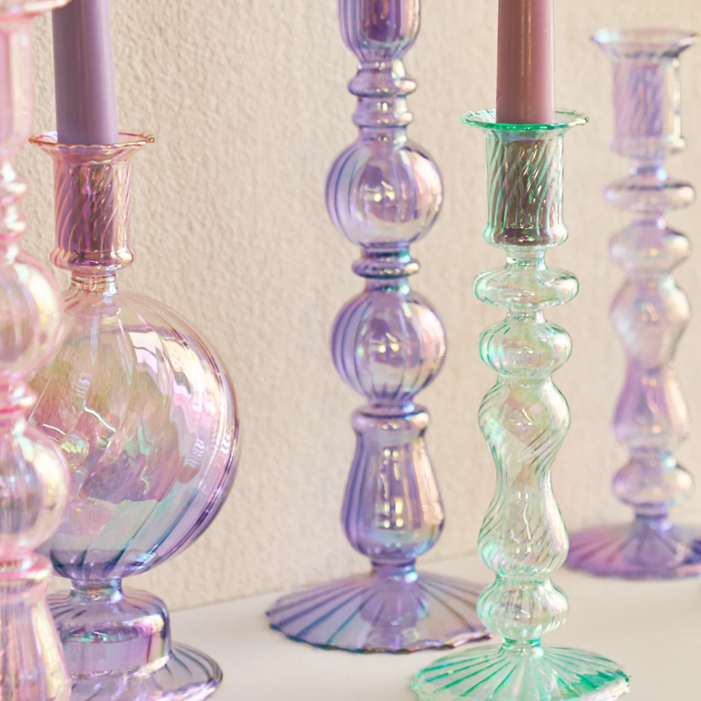 Ribbed Glass Candleholders - Mermaid - Image 3