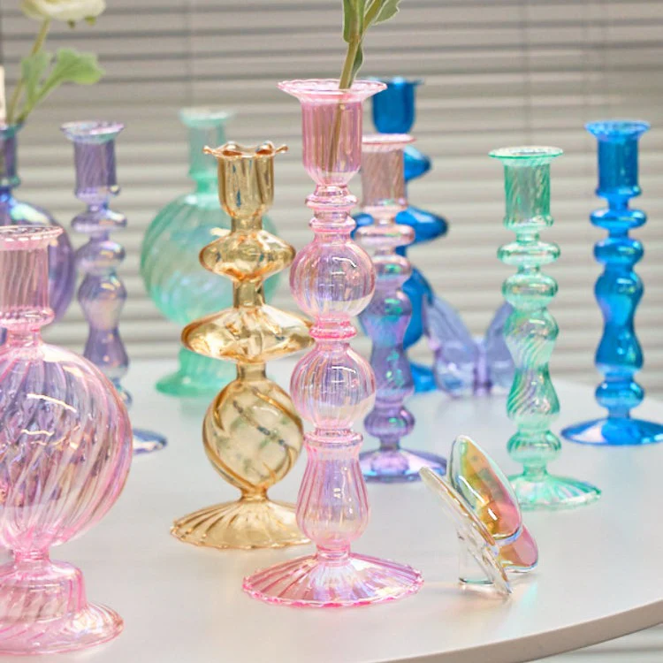 Ribbed Glass Candleholders - Mermaid - Image 8