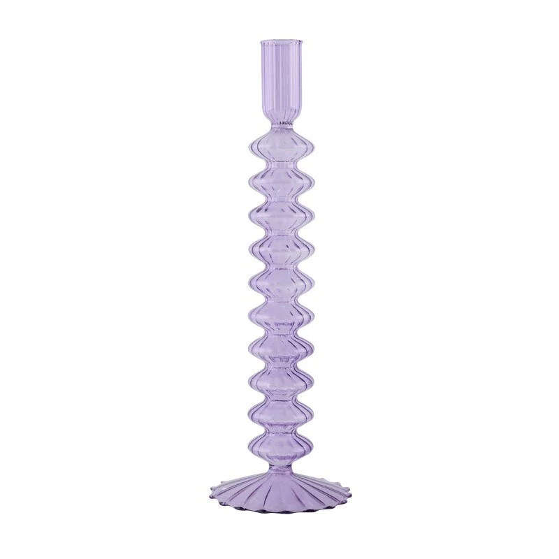 Ribbed Glass Candleholders - Pastel - Image 12