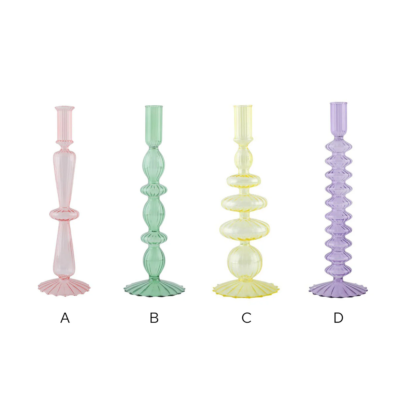 Ribbed Glass Candleholders - Pastel - Image 7