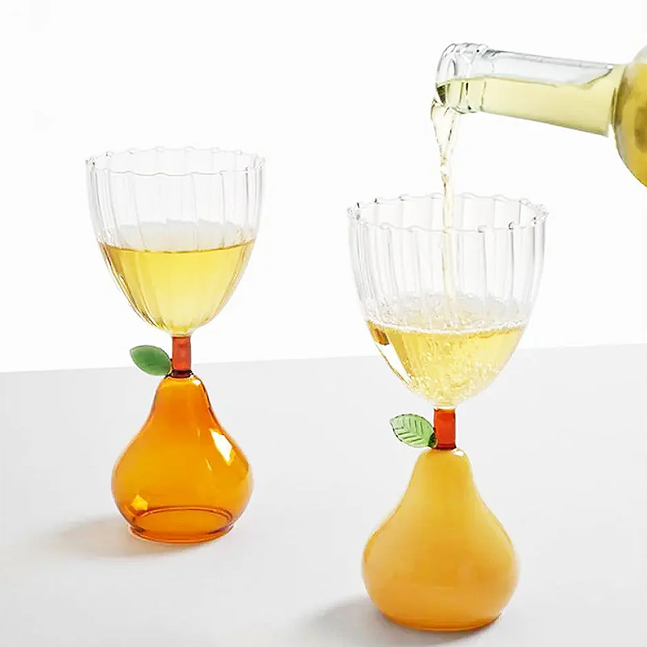 Ribbed Goblet with Fruit Handle