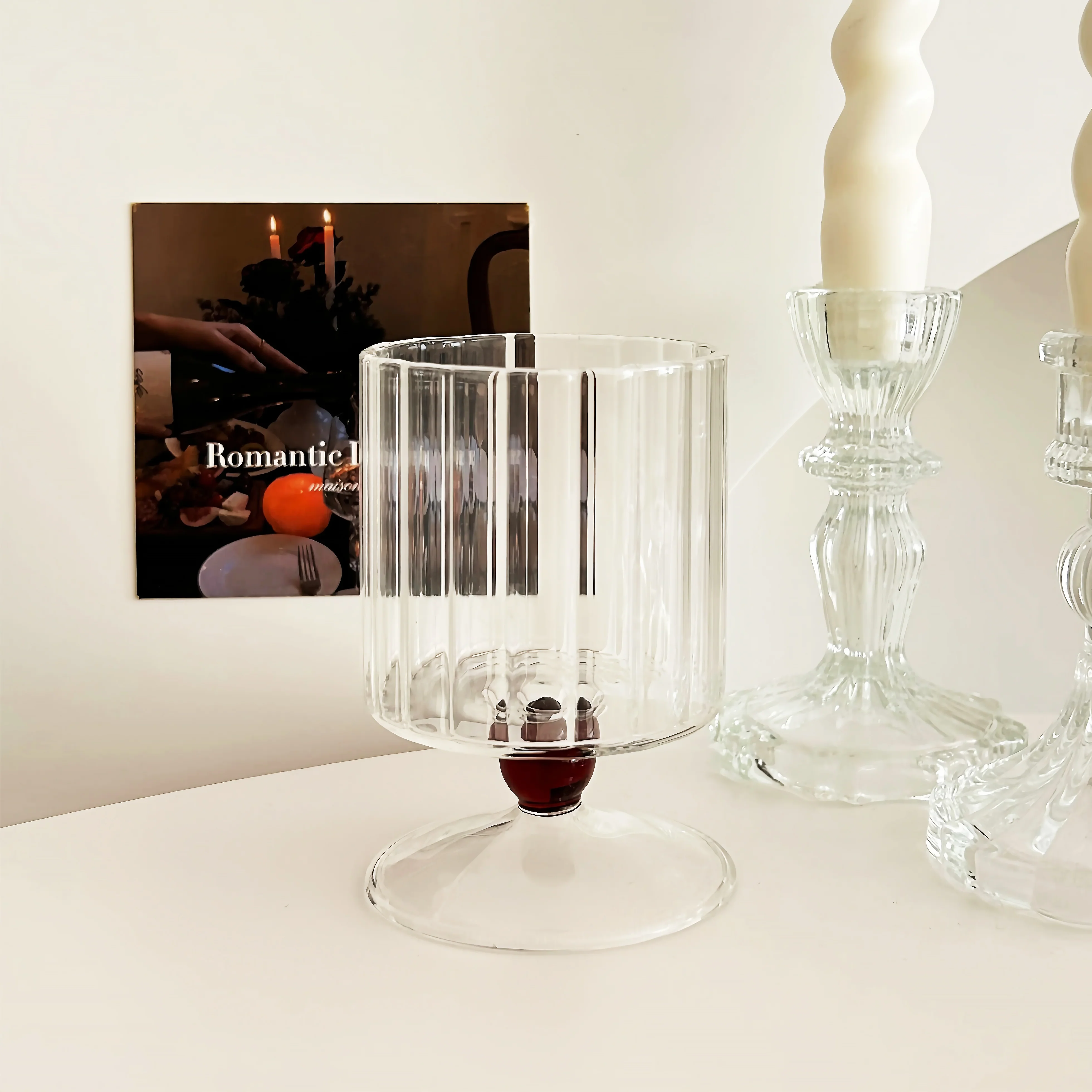 Ribbed Straight Glass Cup - Image 10