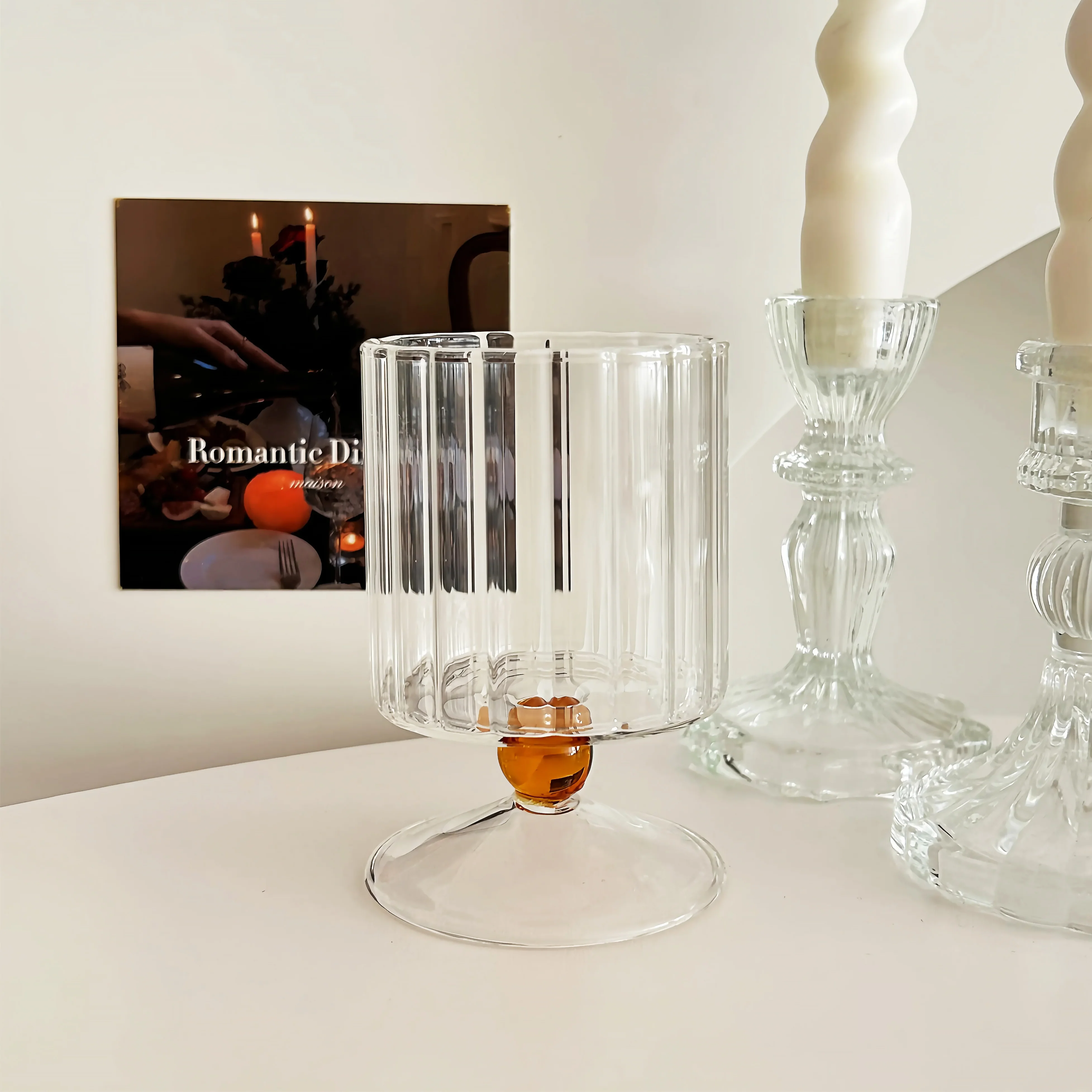 Ribbed Straight Glass Cup - Image 8