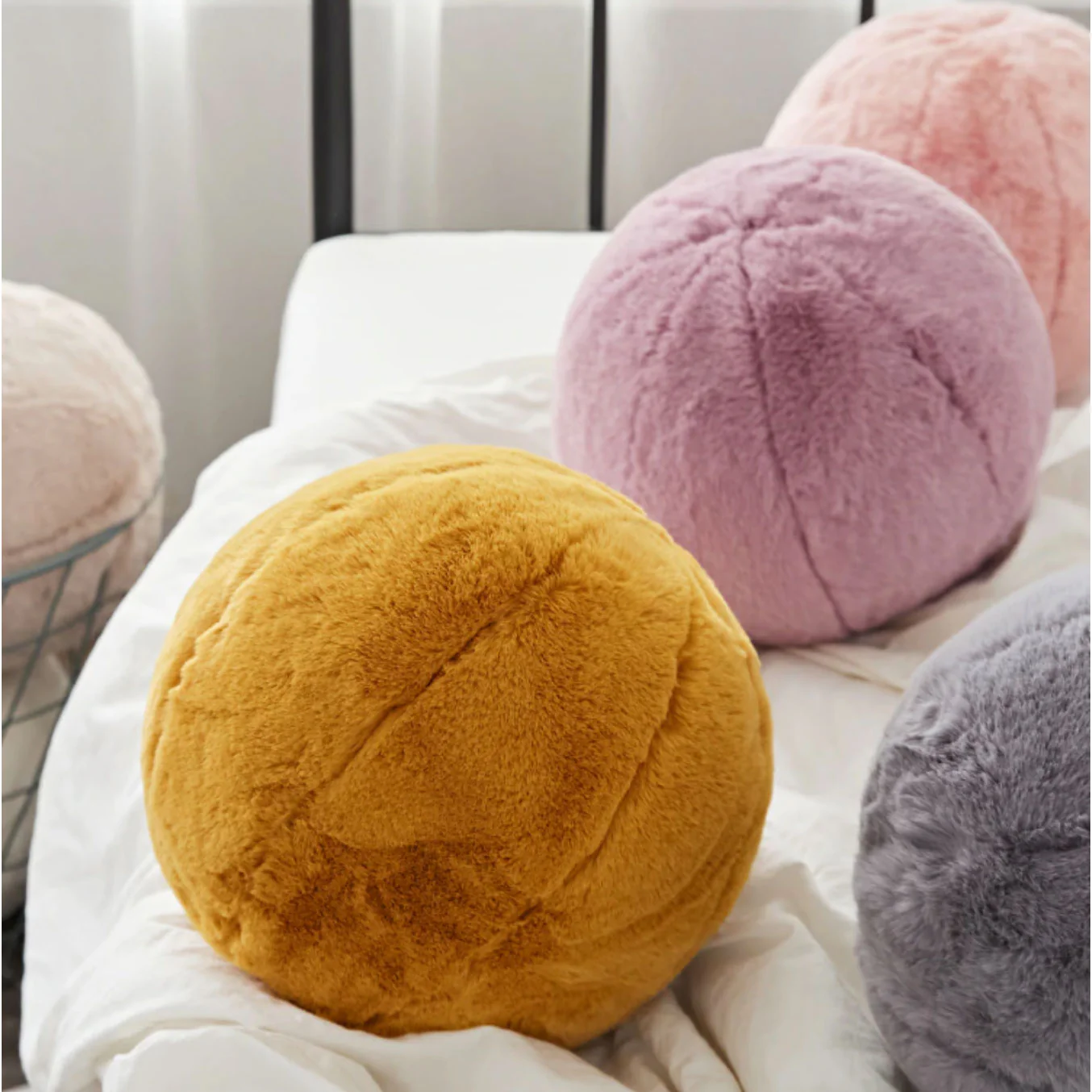 Short Fur Ball Pillow - Image 3