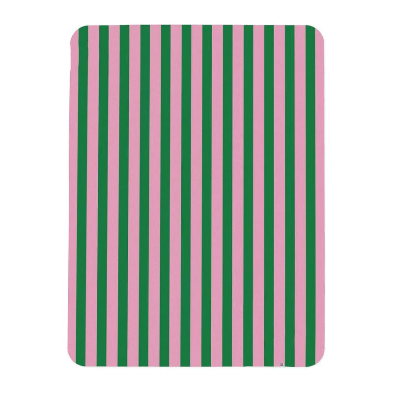 Stripe Throw - Poppy Green & Pink - Image 3