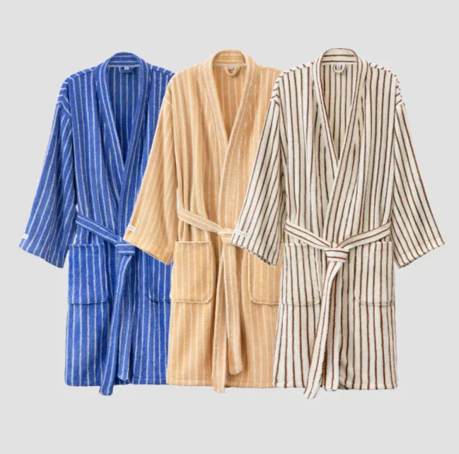 Striped Cotton Yarn Bathrobe